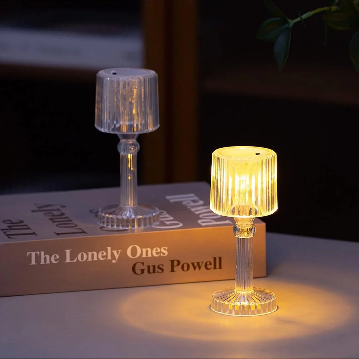 Mini Portable LED Crystal-Effect Table Lamp (1 Pc) | Battery-Powered Acrylic Desk Light for Diwali, Parties & Home Decor