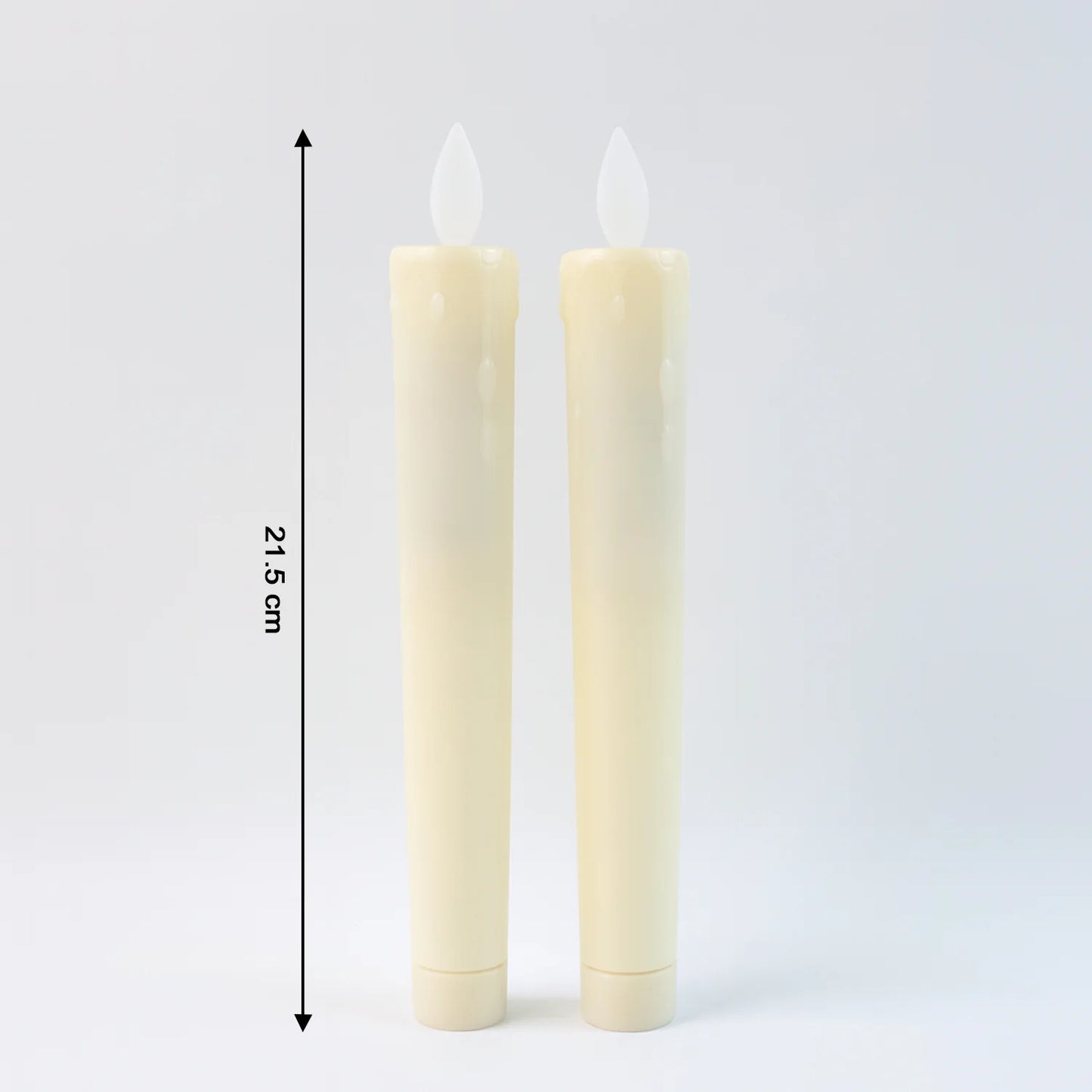 Set of 2 LED Flameless Taper Candles | Realistic Flickering Electronic Candle Lights for Home Décor, Pooja & Weddings