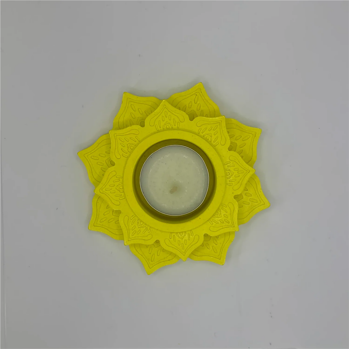 Handmade Lotus Diya Tealight Candle Holder (Yellow) | Elegant Floral Diya for Pooja, Diwali & Warm Home Decor