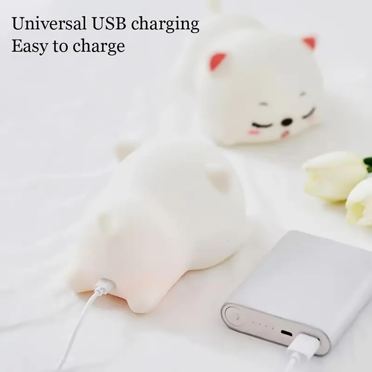 Kawaii Cat Night Light - Rechargeable Touch-Activated LED Lamp