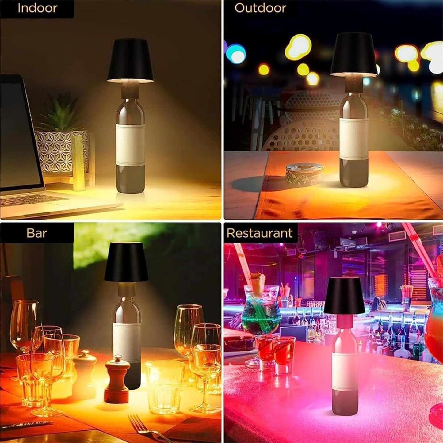 Wireless Bottle Lamp - 3-Color Rechargeable LED Light