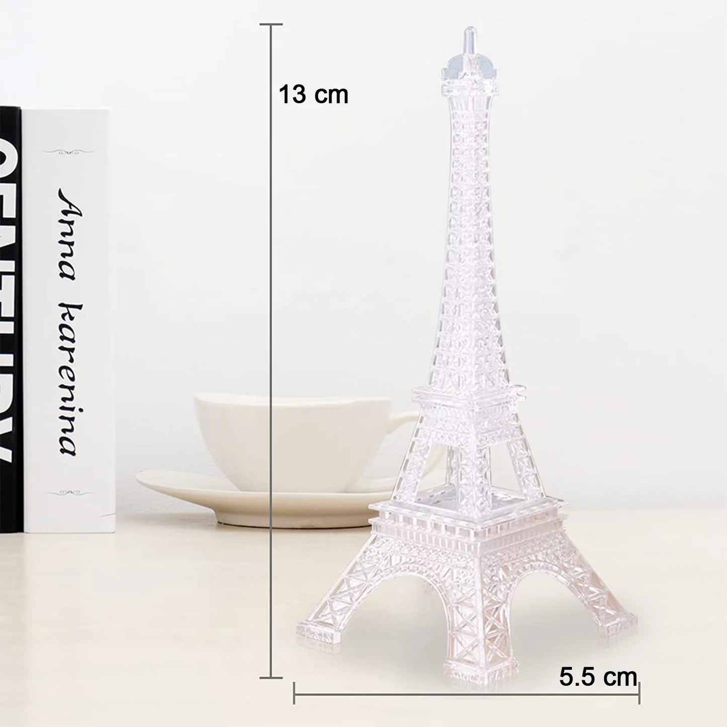Eiffel Tower LED Decorative Showpiece | Multicolor Changing Crystal Effect Night Light for Home, Office & Gifting