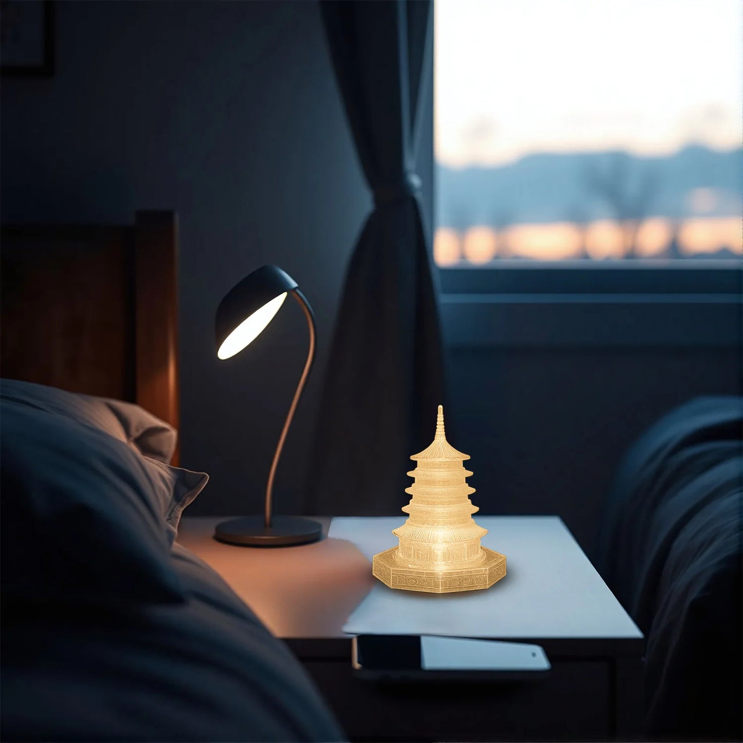 Premium LED Crystal Pagoda Decorative Light | Elegant Battery-Operated Flameless Lamp for Home Decor, Meditation & Diwali