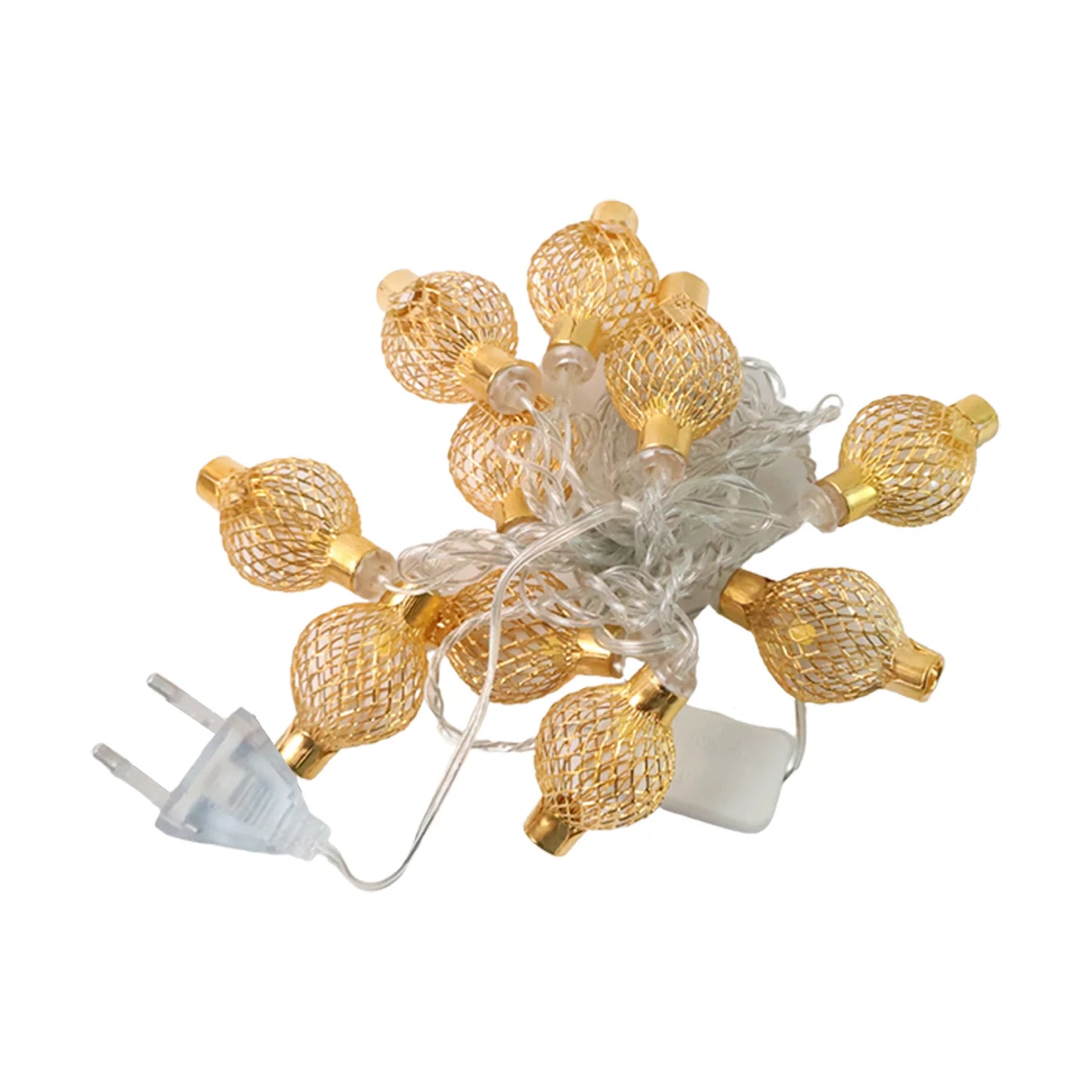 3-Meter Decorative Metal Ball LED String Lights | Warm Plug-in Fairy Lights for Diwali, Christmas & Elegant Home Decor