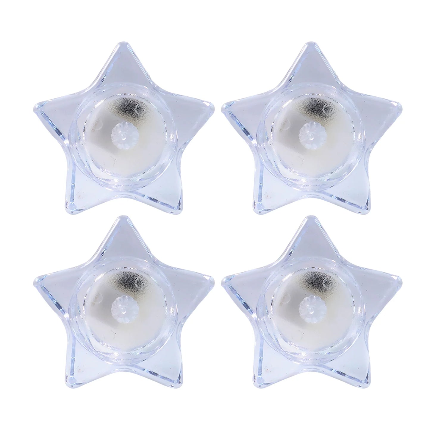 Set of 4 Star-Shaped LED Candles | Battery-Operated Flameless Tealights for Safe Home Decor, Parties & Festivals