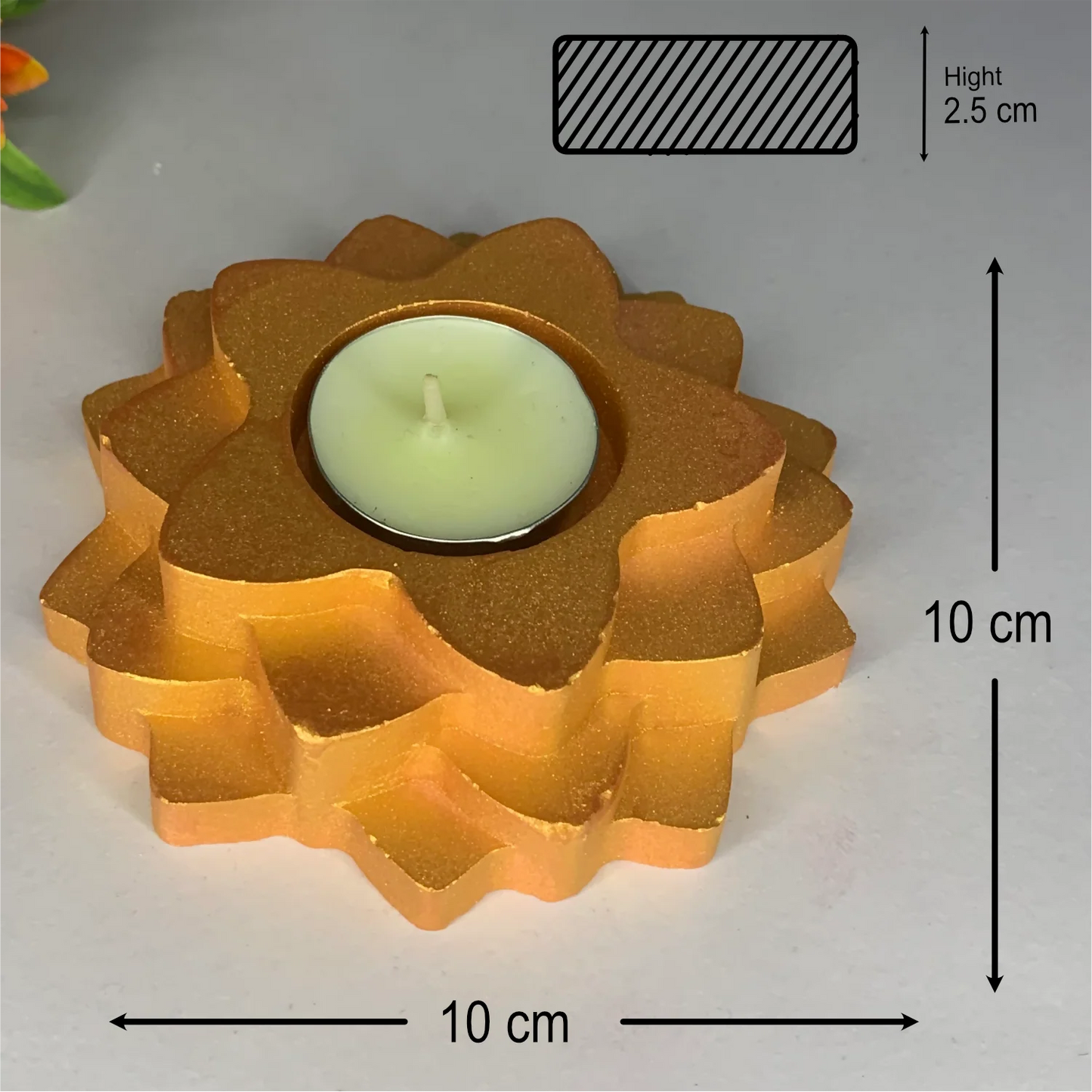 Handmade 4-Step Flower Diya | Multi-Layered Metallic Tealight Candle Holder for Diwali, Pooja & Elegant Decor