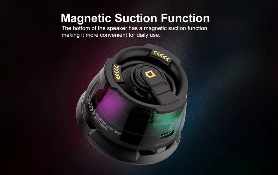 Black Mini Wireless Speaker with RGB Lights | Magnetic Mount