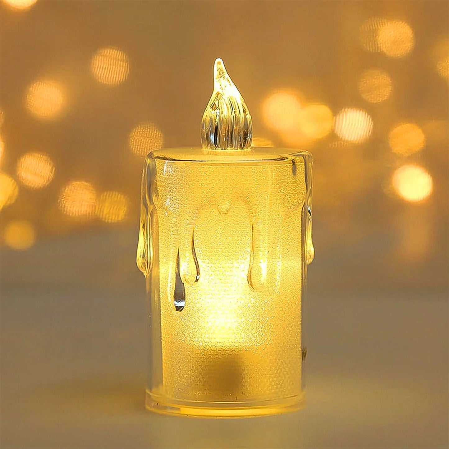 Glitter Swirling Spinner LED Candle | Battery Operated Crystal Candlelight for Romantic Decor & Diwali