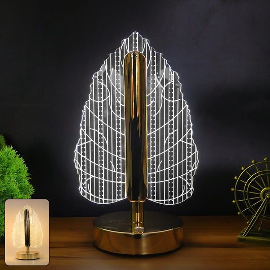 Elegant USB Rechargeable Plastic Crystal LED Table Lamp | Leaf Design Shade for Bedroom, Office & Luxury Home Decor