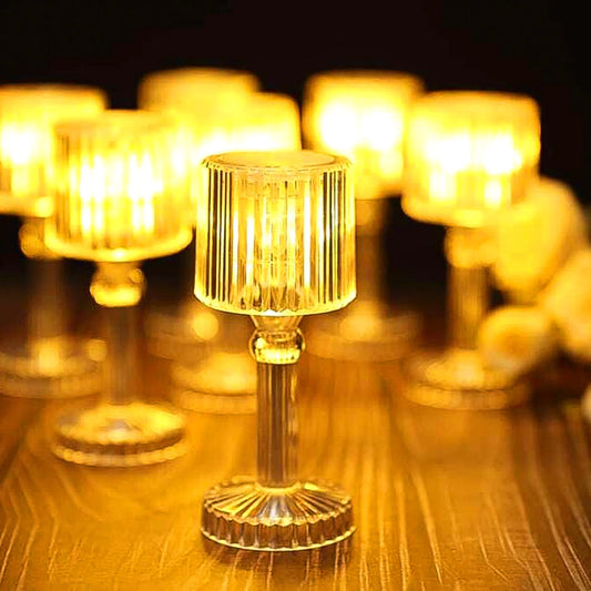Mini Portable LED Crystal-Effect Table Lamp (1 Pc) | Battery-Powered Acrylic Desk Light for Diwali, Parties & Home Decor