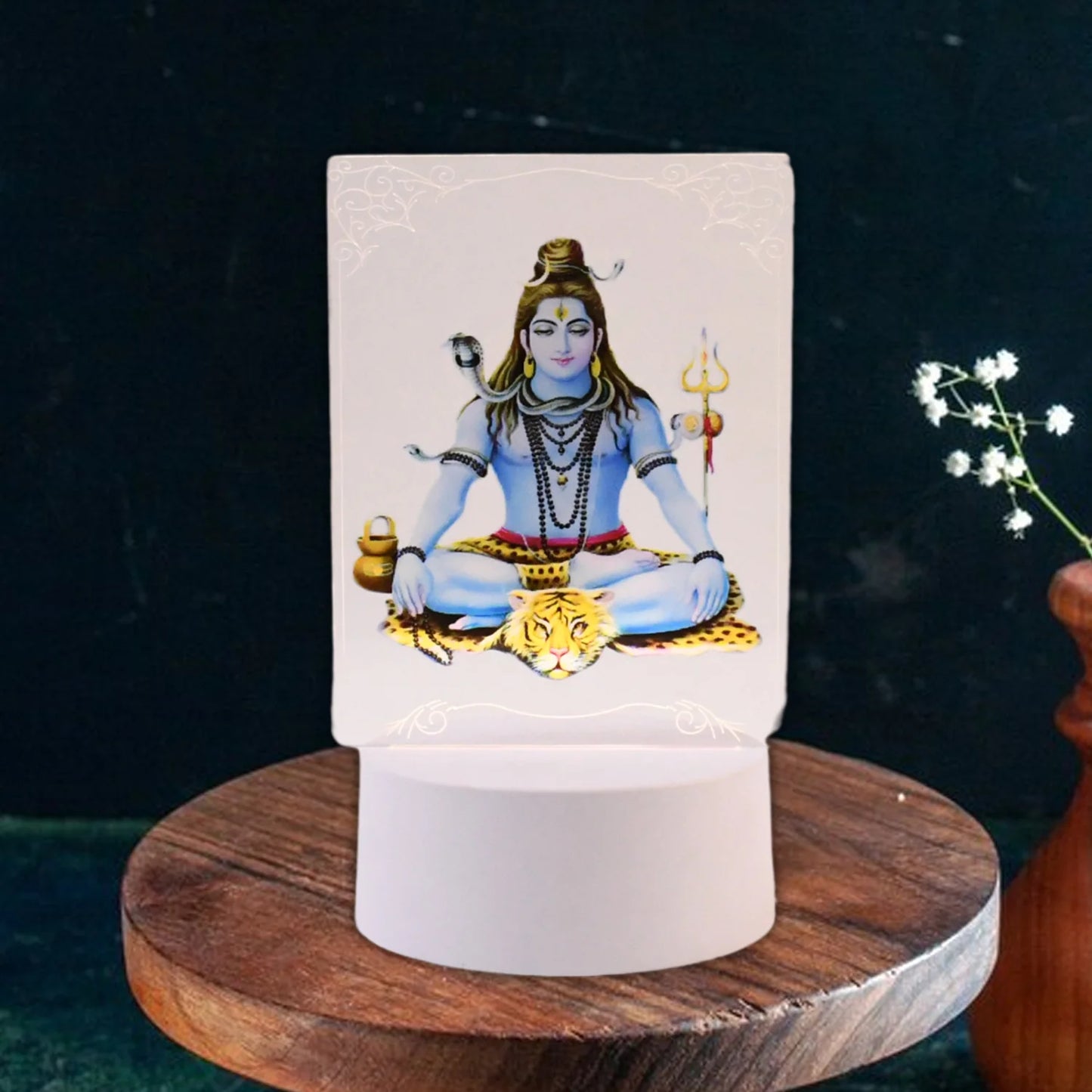 3D Lord Shiva Frame with Soft White LED Light | Spiritual Home Decor & Pooja Room Art (1 Pc)