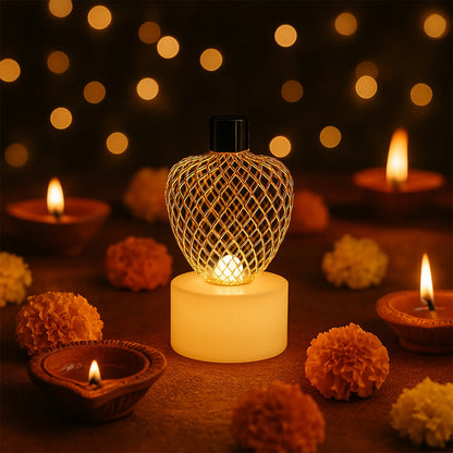 Set of 12 Golden Apple Shape LED Tealight Candles – Flameless Decorative Lights for Home, Festival, Pooja & Parties