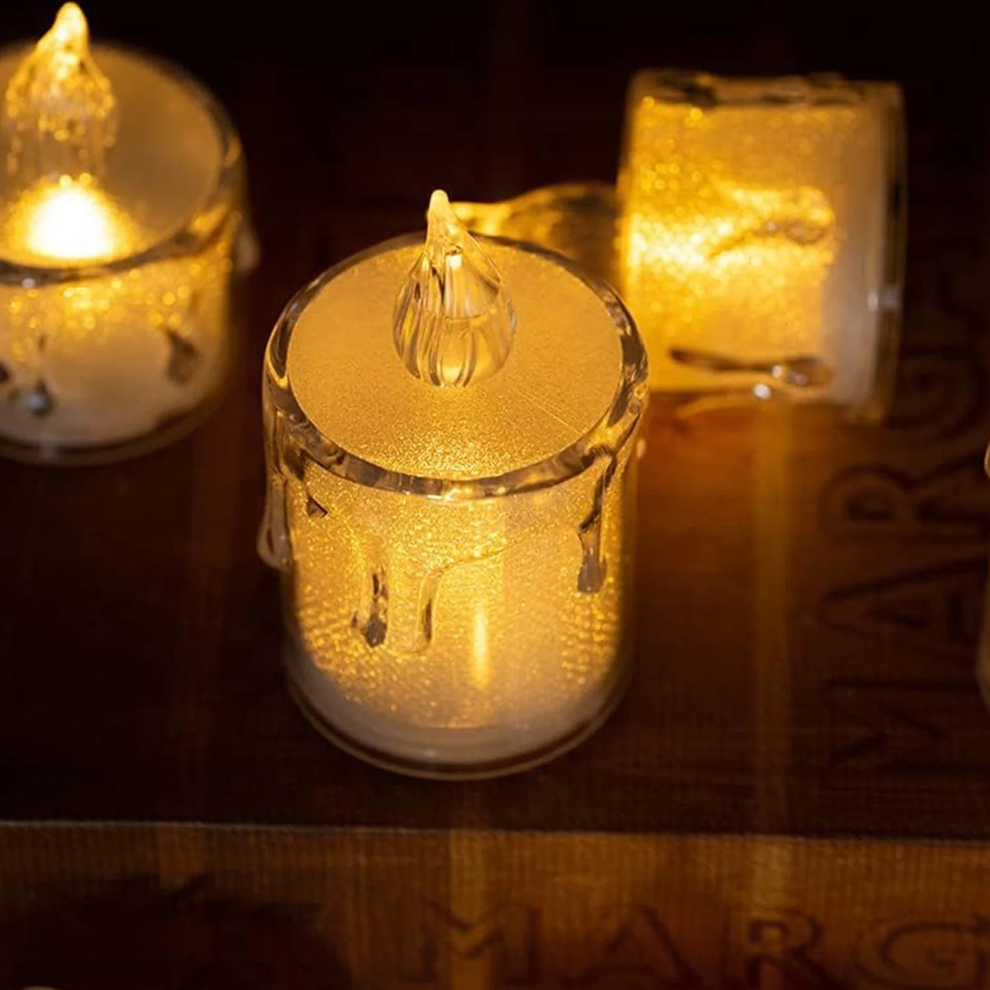 Glitter Swirling Spinner LED Candle | Battery Operated Crystal Candlelight for Romantic Decor & Diwali