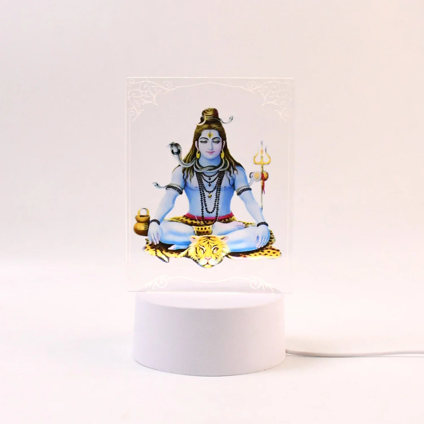 3D Lord Shiva Frame with Soft White LED Light | Spiritual Home Decor & Pooja Room Art (1 Pc)