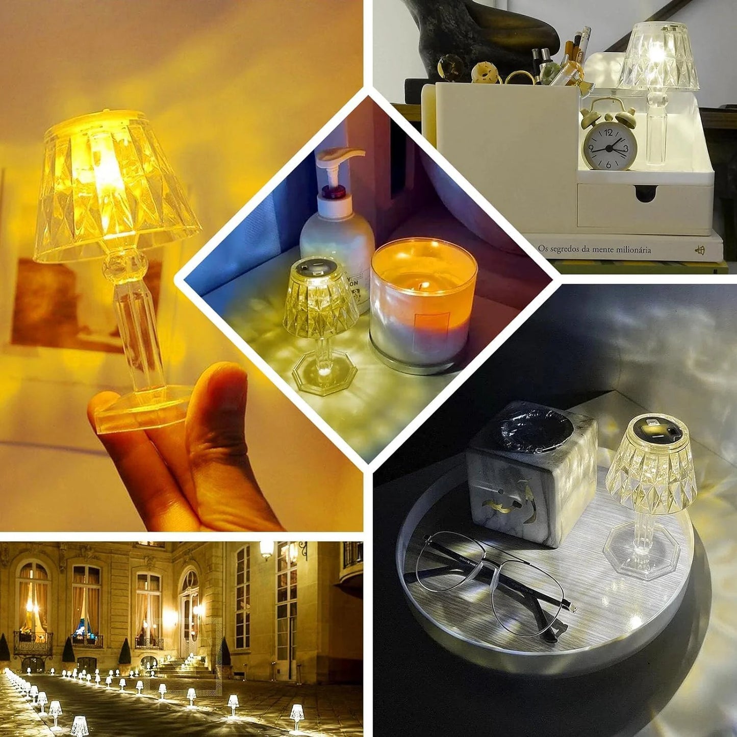 Mini Portable LED Crystal-Effect Table Lamp (1 Pc) | Battery-Powered Acrylic Desk Light for Diwali, Parties & Home Decor