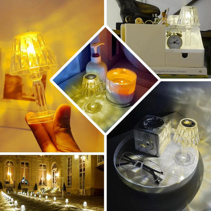 Mini Portable LED Crystal-Effect Table Lamp (1 Pc) | Battery-Powered Acrylic Desk Light for Diwali, Parties & Home Decor