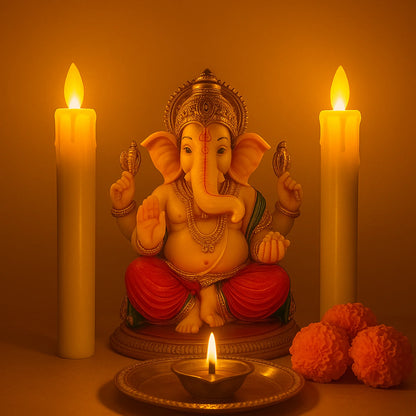 Set of 2 LED Flameless Taper Candles | Realistic Flickering Electronic Candle Lights for Home Décor, Pooja & Weddings