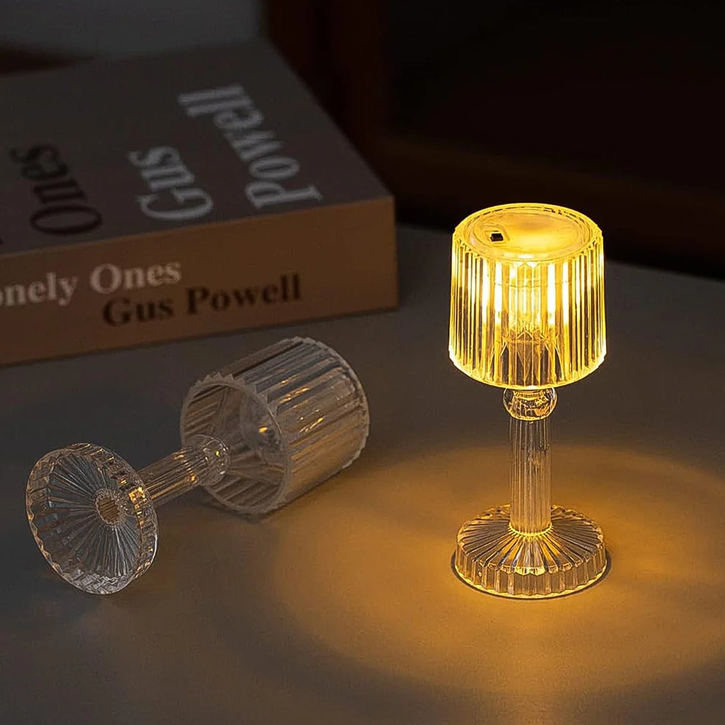 Mini Portable LED Crystal-Effect Table Lamp (1 Pc) | Battery-Powered Acrylic Desk Light for Diwali, Parties & Home Decor