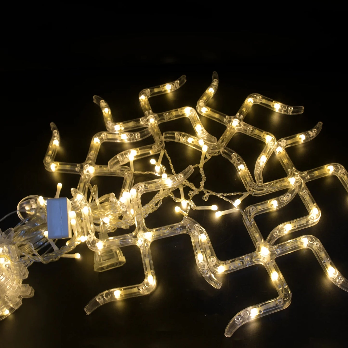 Swastik Om LED Curtain String Lights (12 Hangings, 138 LEDs) | 8 Modes Festive Decoration for Diwali, Bedroom & Balcony