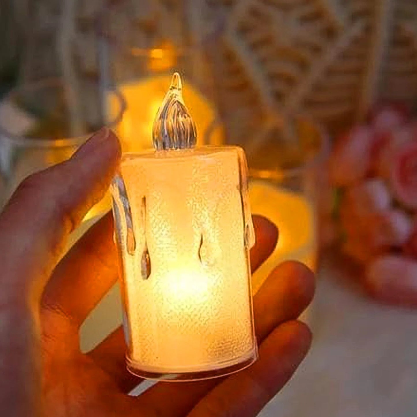 Glitter Swirling Spinner LED Candle | Battery Operated Crystal Candlelight for Romantic Decor & Diwali
