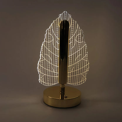 Elegant USB Rechargeable Plastic Crystal LED Table Lamp | Leaf Design Shade for Bedroom, Office & Luxury Home Decor