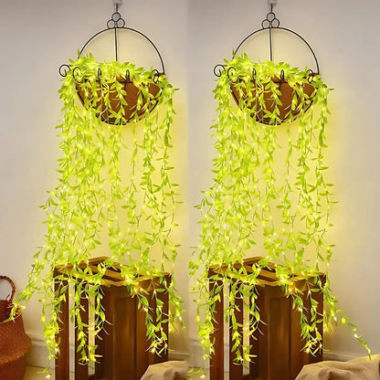 Energy-Saving Leaf Vine LED String Lights | Realistic Artificial Greenery Garland | Plug-in Warm White Fairy Lights for Garden, Balcony & Party Decor