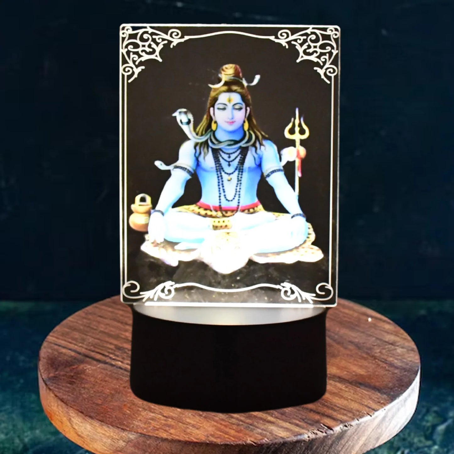 3D Lord Shiva Frame with Soft White LED Light | Spiritual Home Decor & Pooja Room Art (1 Pc)