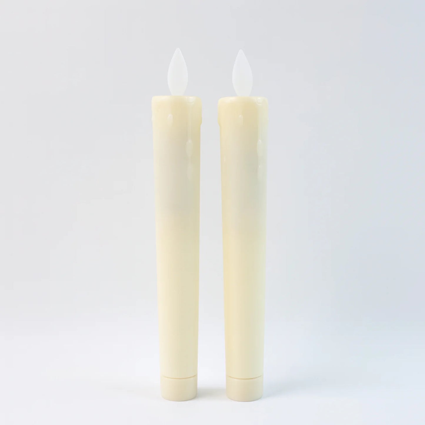 Set of 2 LED Flameless Taper Candles | Realistic Flickering Electronic Candle Lights for Home Décor, Pooja & Weddings