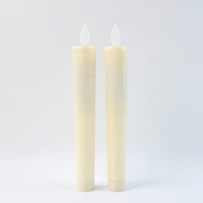 Set of 2 LED Flameless Taper Candles | Realistic Flickering Electronic Candle Lights for Home Décor, Pooja & Weddings