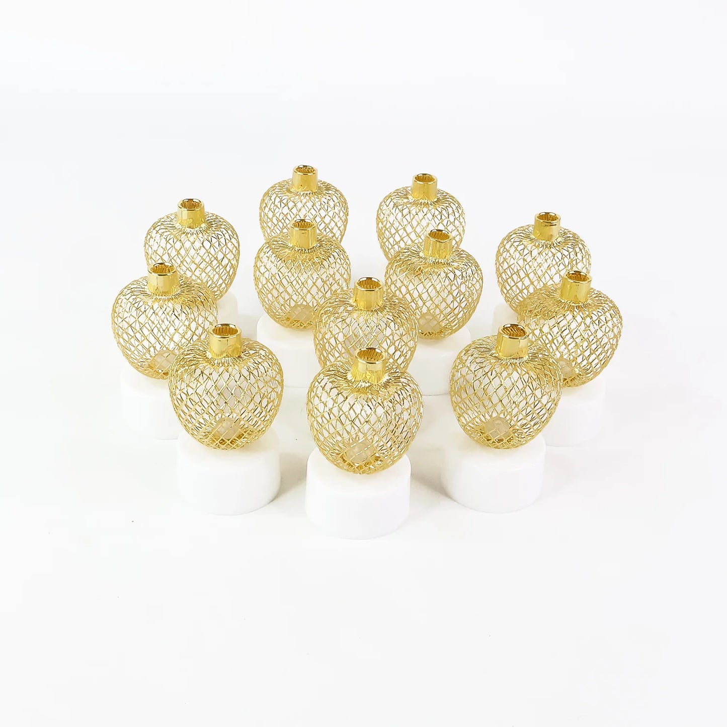 Set of 12 Golden Apple Shape LED Tealight Candles – Flameless Decorative Lights for Home, Festival, Pooja & Parties