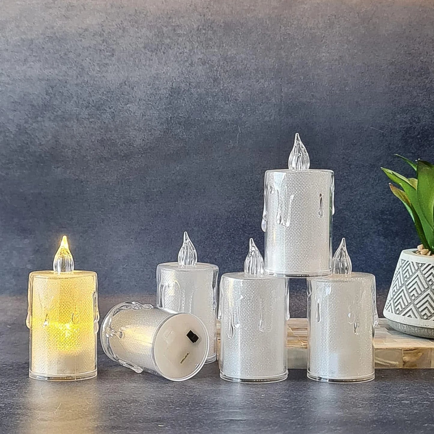 Glitter Swirling Spinner LED Candle | Battery Operated Crystal Candlelight for Romantic Decor & Diwali