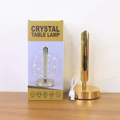 Elegant USB Rechargeable Plastic Crystal LED Table Lamp | Leaf Design Shade for Bedroom, Office & Luxury Home Decor