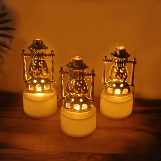 Set of 12 Vintage Lantern LED Flameless Candles | Warm Yellow Flickering Lights for Diwali, Weddings & Event Decoration