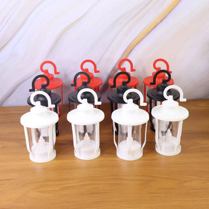 Set of 12 Decorative Lantern Style Flameless LED Candles with Hanging Hooks – Warm Flickering Glow for Home Décor, Festivals & Weddings