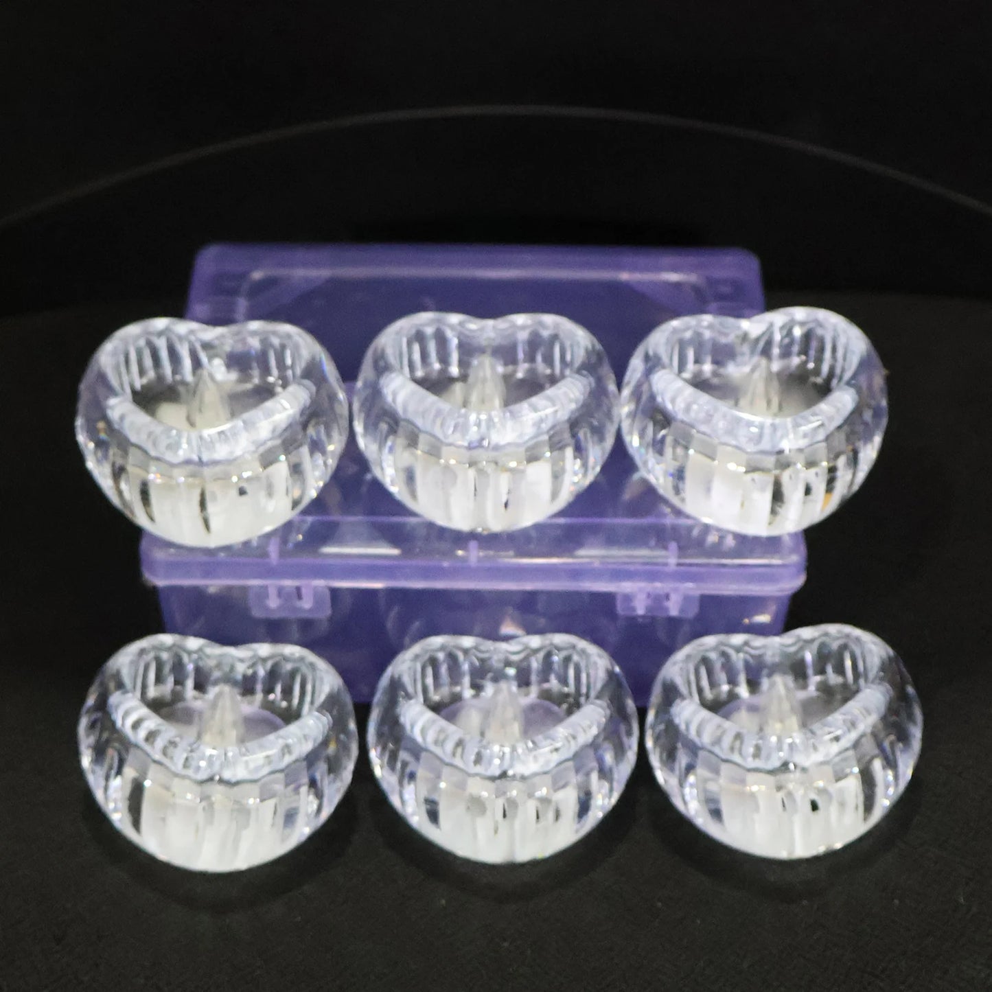 Set of 6 LED Crystal Tealights | Flameless Battery-Operated Warm Glow Candles for Festivals, Weddings & Home Decor