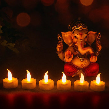 Premium Set of 6 LED Flameless Candles with Remote Control | Decorative Smokeless Electronic Tealights for Diwali, Home & Weddings