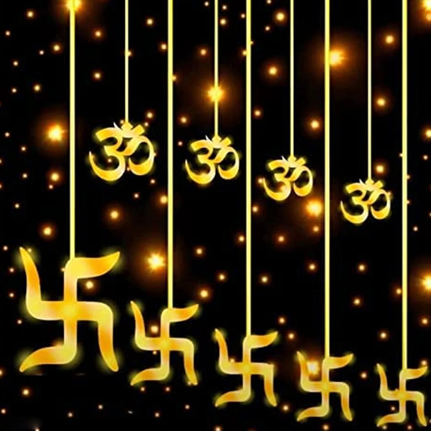 Swastik Om LED Curtain String Lights (12 Hangings, 138 LEDs) | 8 Modes Festive Decoration for Diwali, Bedroom & Balcony