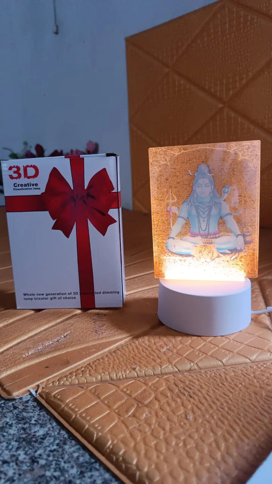 3D Lord Shiva Frame with Soft White LED Light | Spiritual Home Decor & Pooja Room Art (1 Pc)