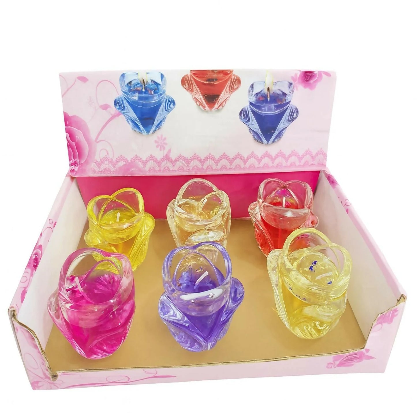 Set of 6 Colorful Decorative Glass Jar Candles | Glitter Wax Tealights for Diwali, Pooja, Weddings & Home Decor