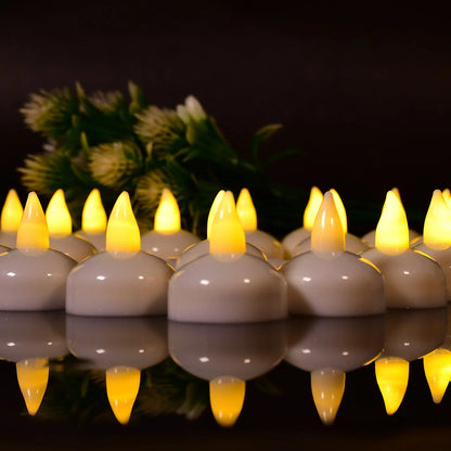 Set of 12 Flameless Floating Candles | Battery-Operated LED Tealights for Pool, Wedding, Diwali Diya & Centerpieces