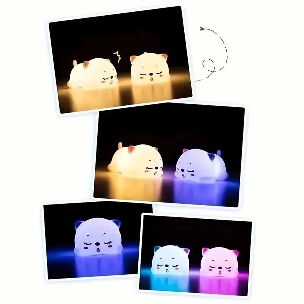 Kawaii Cat Night Light - Rechargeable Touch-Activated LED Lamp