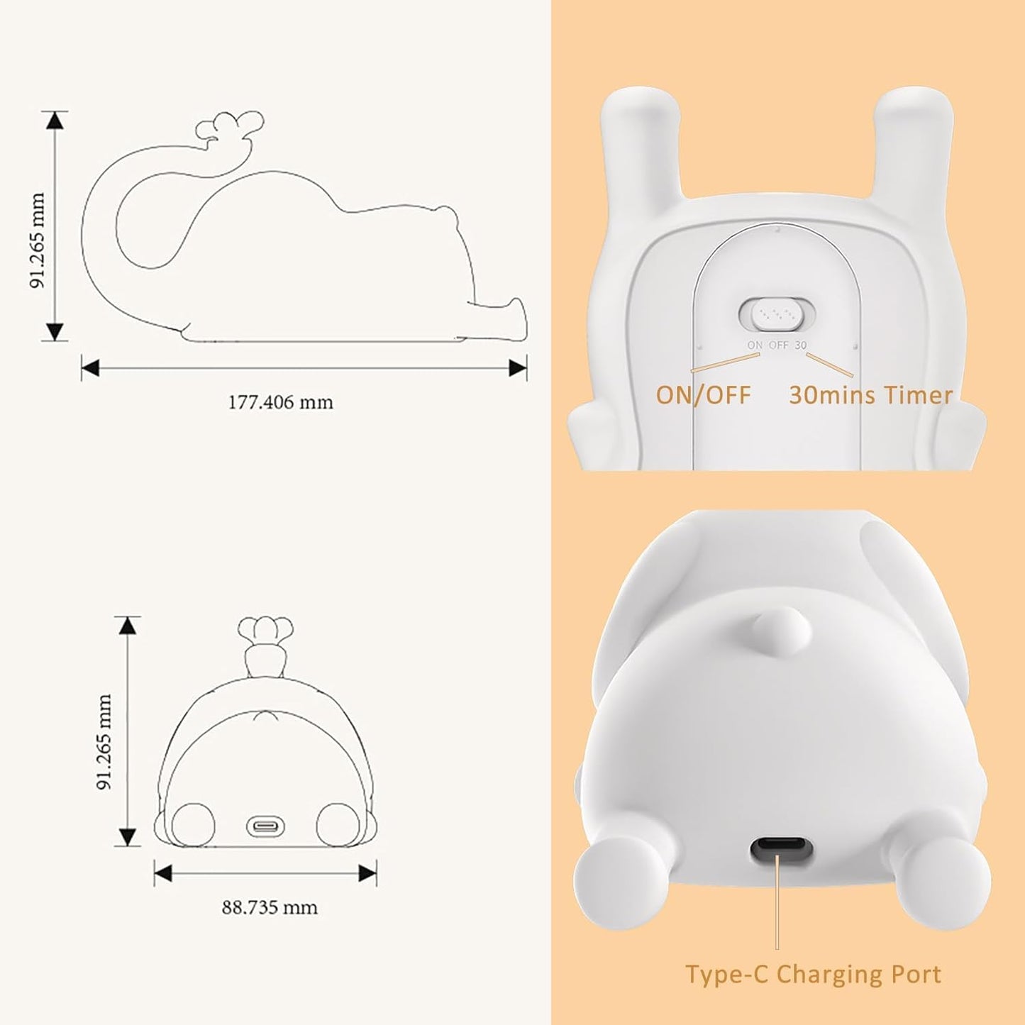 Elephant Night Light for Kids
