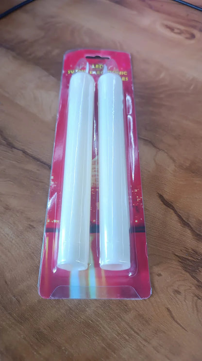 Set of 2 LED Flameless Taper Candles | Realistic Flickering Electronic Candle Lights for Home Décor, Pooja & Weddings