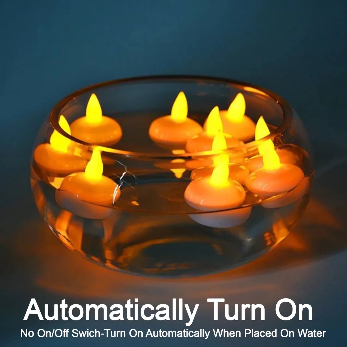 Set of 12 Flameless Floating Candles | Battery-Operated LED Tealights for Pool, Wedding, Diwali Diya & Centerpieces