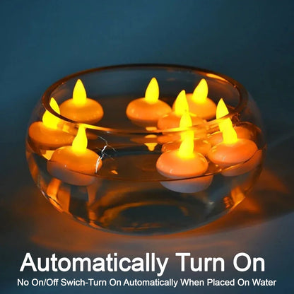 Set of 12 Flameless Floating Candles | Battery-Operated LED Tealights for Pool, Wedding, Diwali Diya & Centerpieces