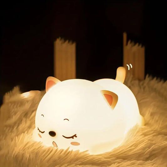 Kawaii Cat Night Light - Rechargeable Touch-Activated LED Lamp