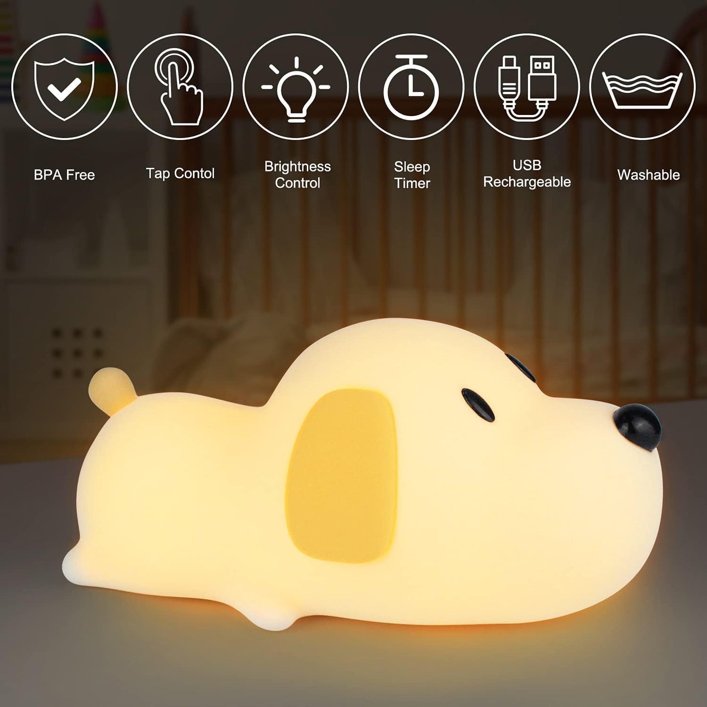 Rechargeable Silicone Puppy Dog Night Lamp