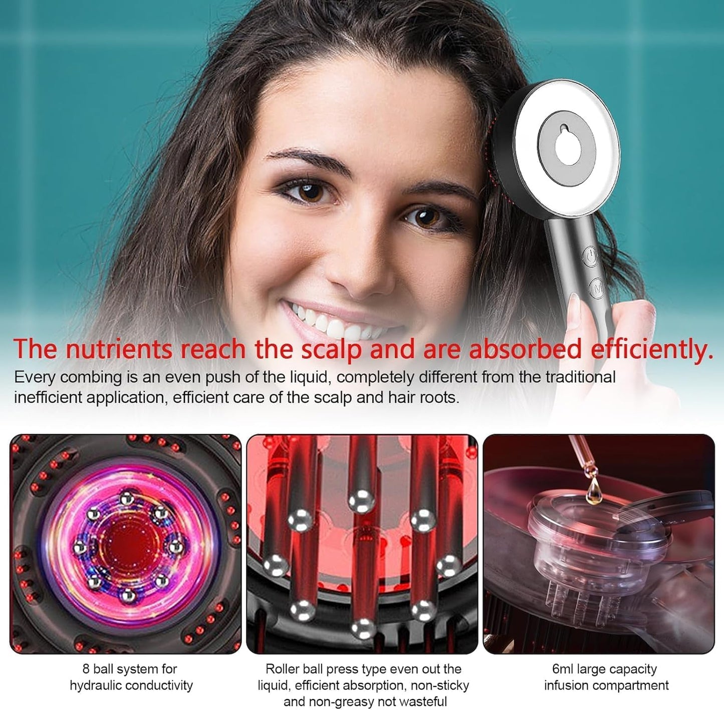 Electric Head Scalp Massager 2-in-1: Scalp Massage Brush & Oil Applicator