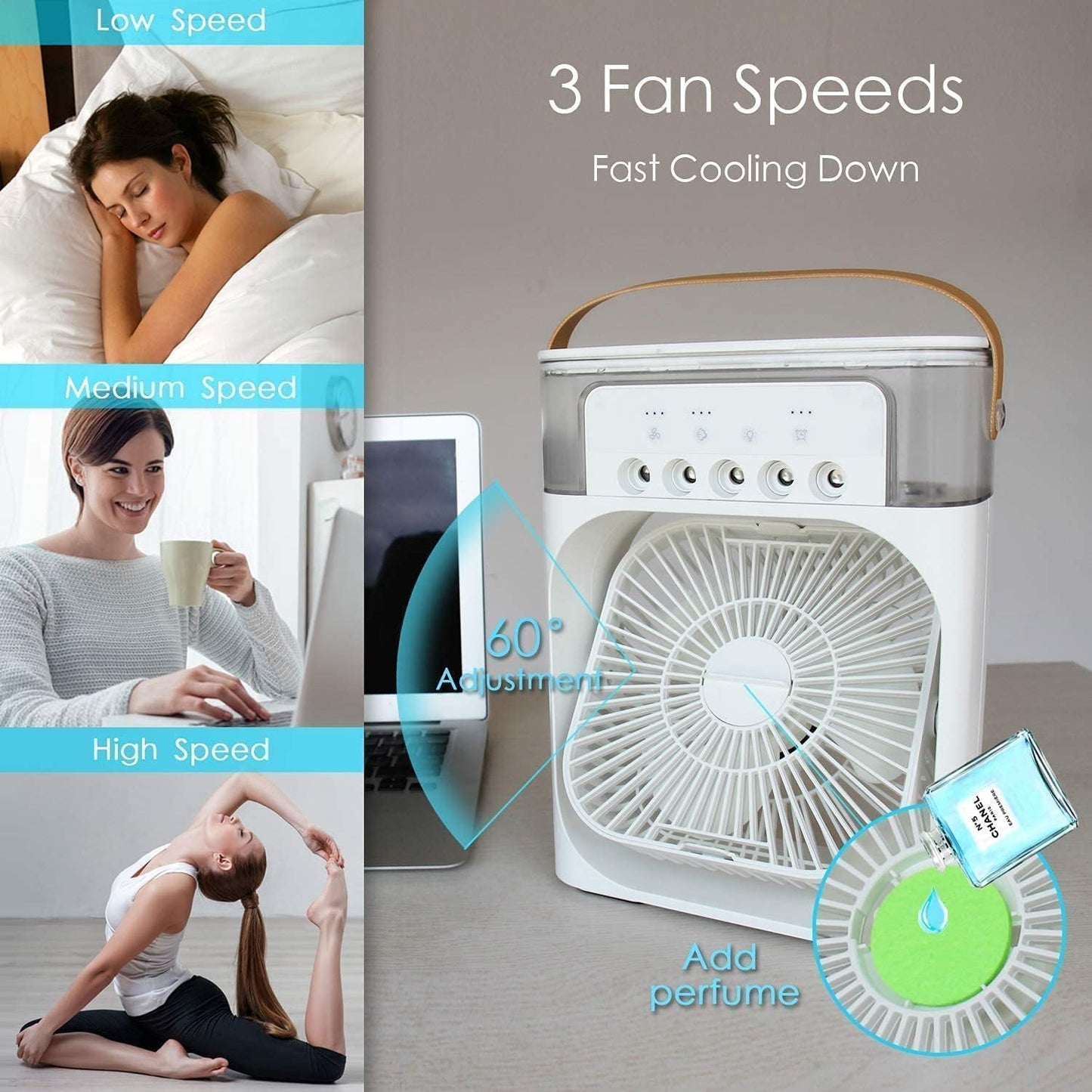 Portable Mini Air Cooler & Humidifier with Mist Spray Technology
