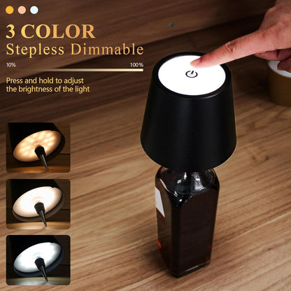 Wireless Bottle Lamp - 3-Color Rechargeable LED Light
